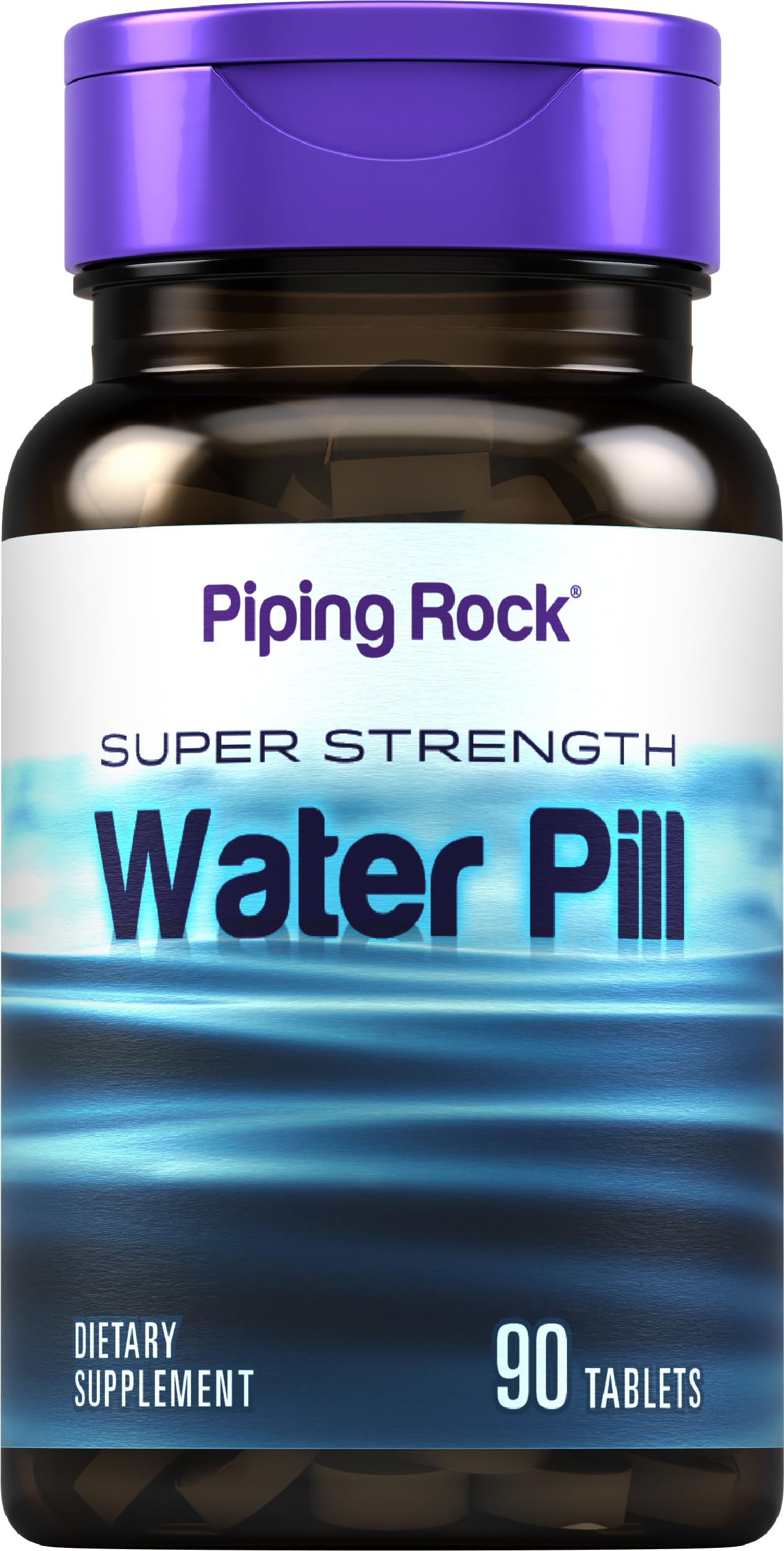 Piping Rock Water Pill bottle front showing 90 tablets