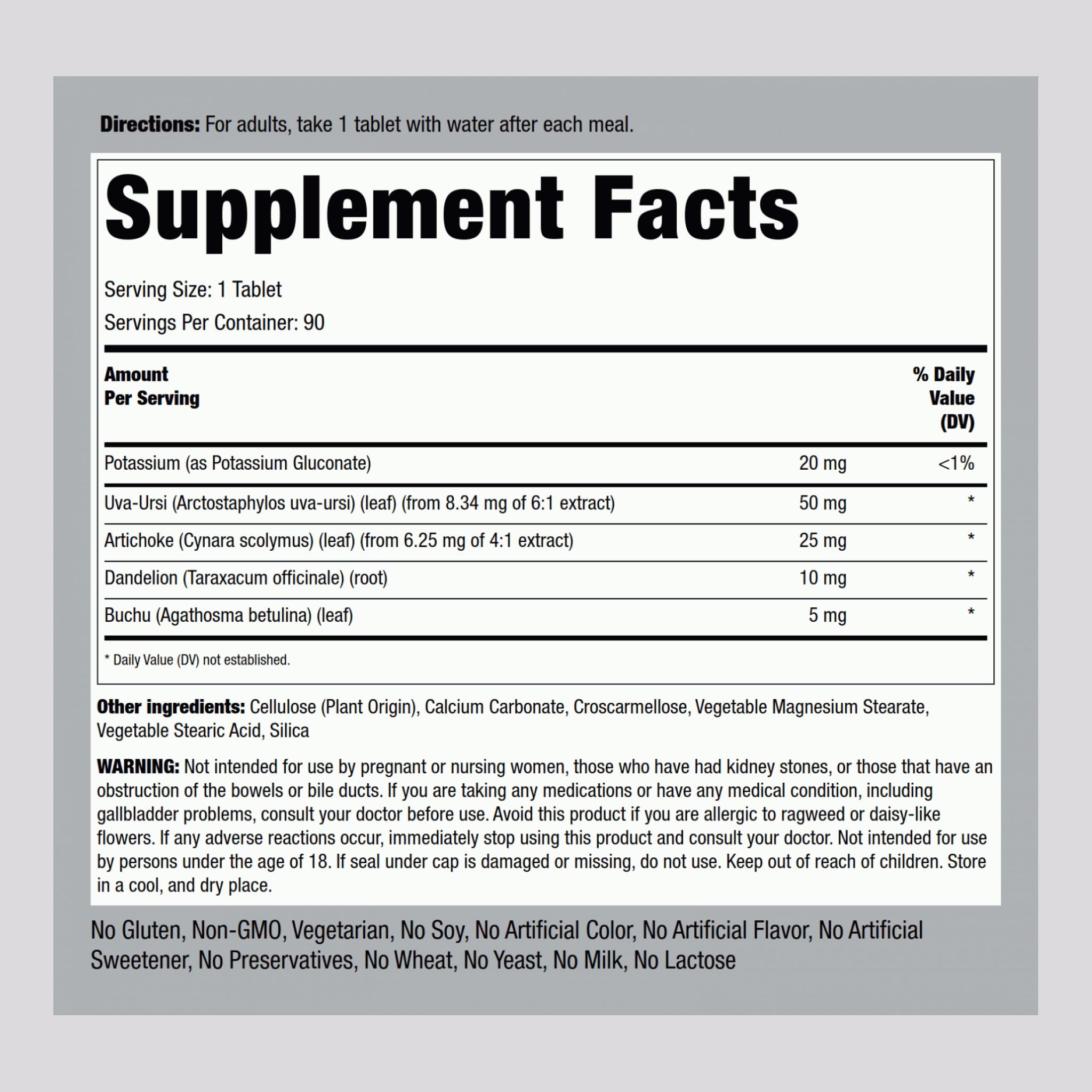 Piping Rock Water Pill bottle side view