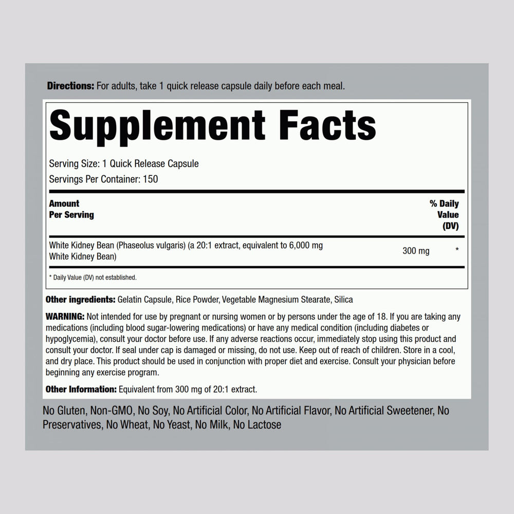 Piping Rock White Kidney Bean Extract bottle standing upright