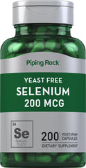 Piping Rock Yeast Free Selenium 200mcg bottle label
