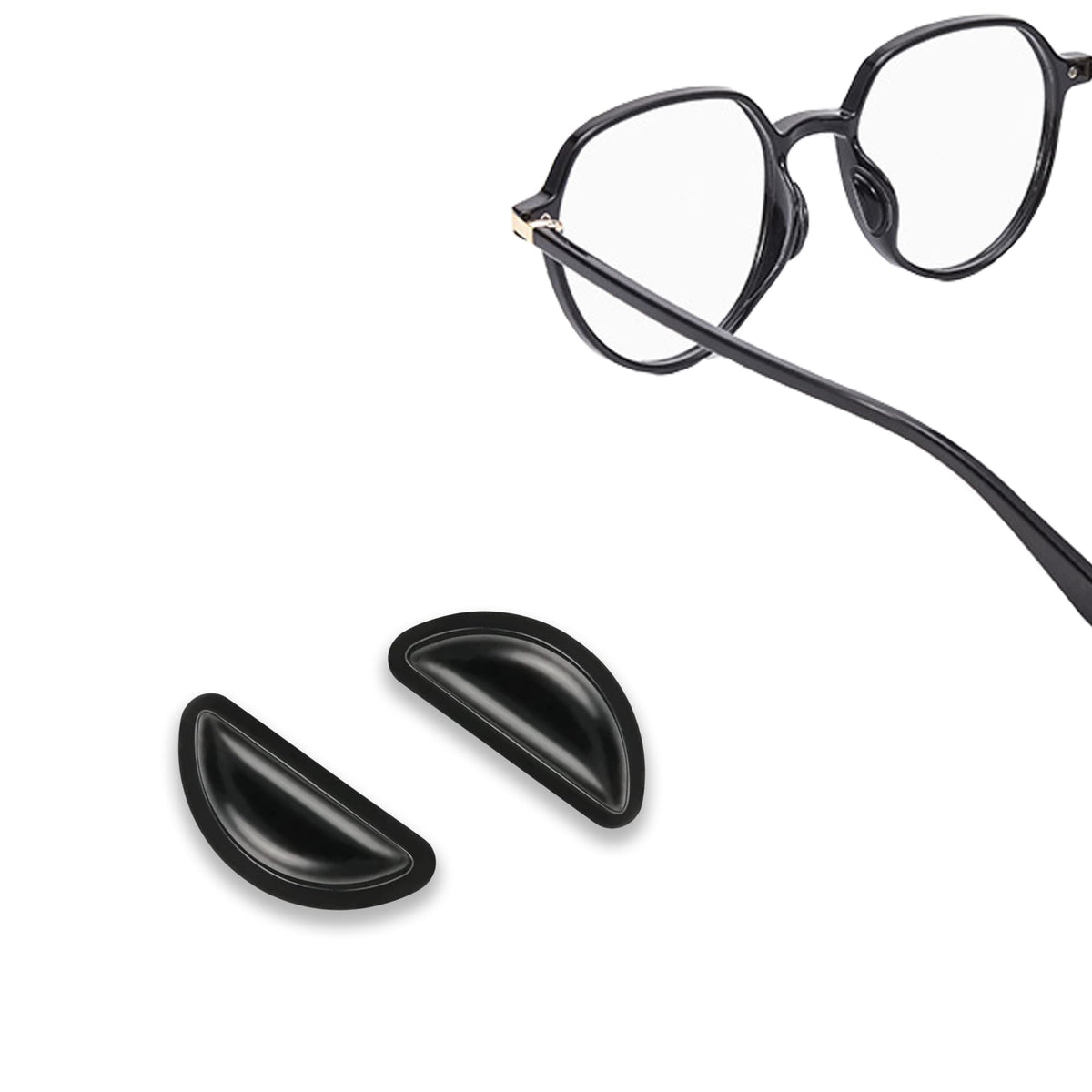 PIPJOY 12 black airbag cushioned eyeglass nose pads close-up