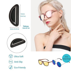 Close-up of 10 black PIPJOY nose pads for glasses.