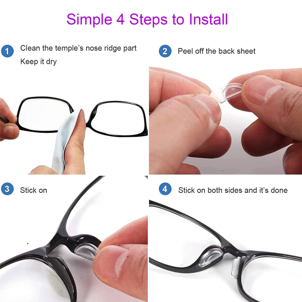 Nose pads mounted on glasses for a secure fit