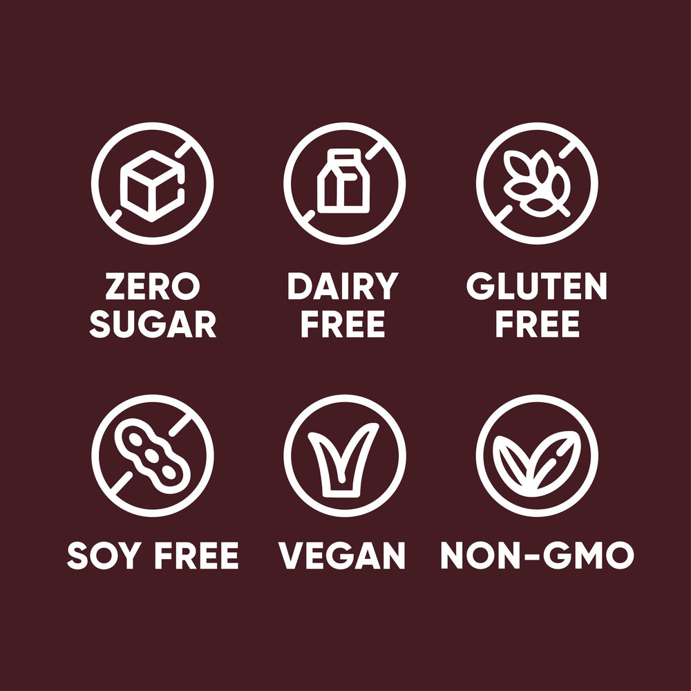Pirq packaging image shows gluten and dairy free, zero sugar, vegan formula