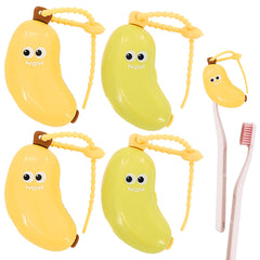 PKRFCJ Banana toothbrush head covers set of 4 with toothpaste case - front view