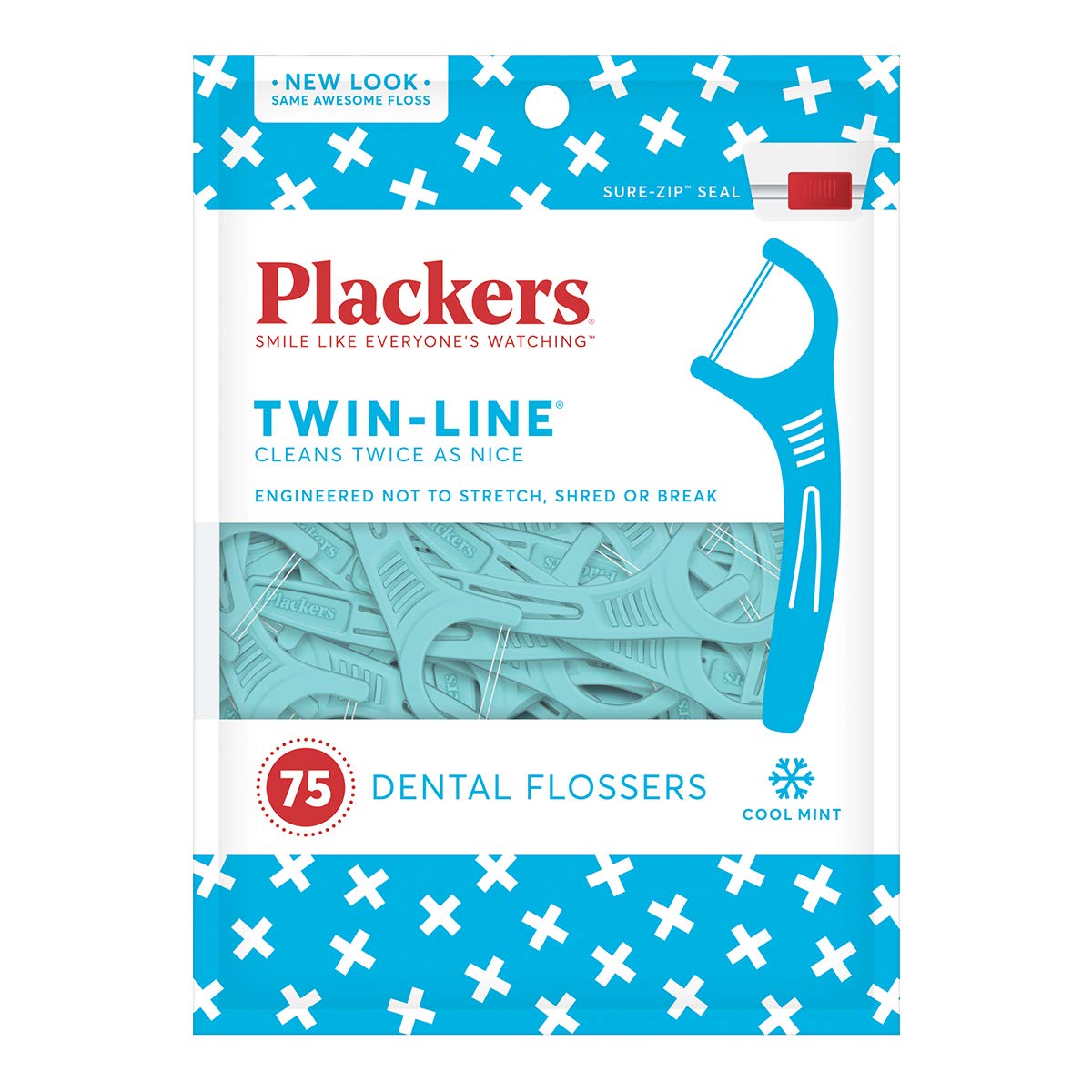 Plackers Whitening Twin Line Floss Picks - 75 ct - 3 pack