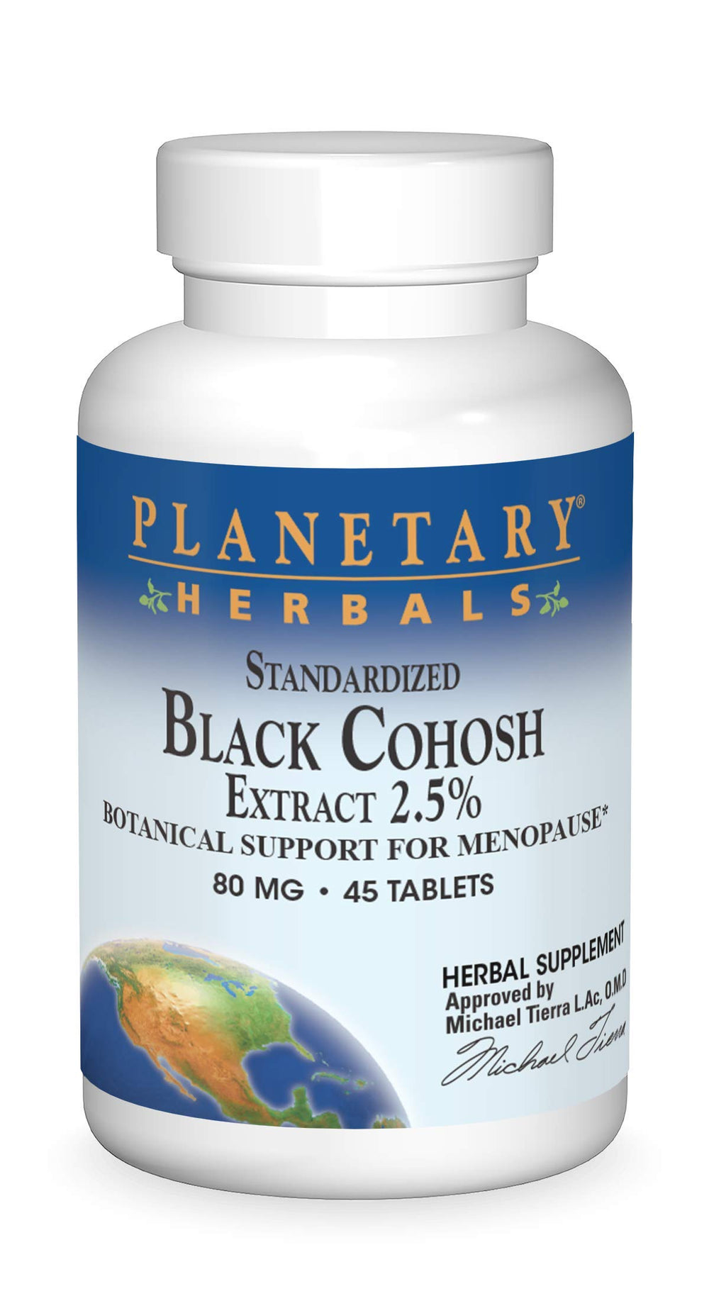 Planetary Herbals Black Cohosh Extract 2.5 tablets bottle label