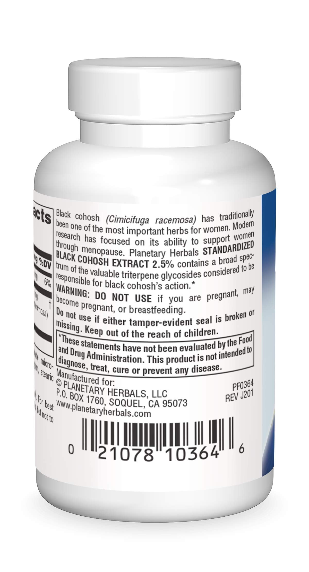 Close-up of Planetary Herbals Black Cohosh Extract 2.5 packaging