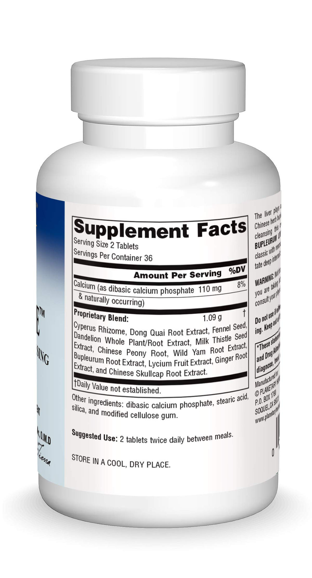 Front view of Planetary Herbals Bupleurum Liver Cleanse bottle - 72 tablets