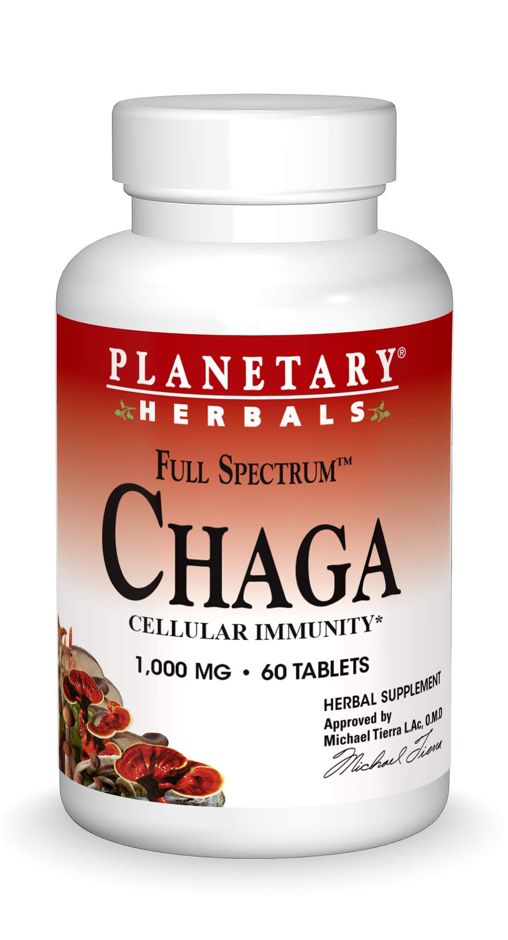 Planetary Herbals Chaga Full Spectrum bottle with tablets
