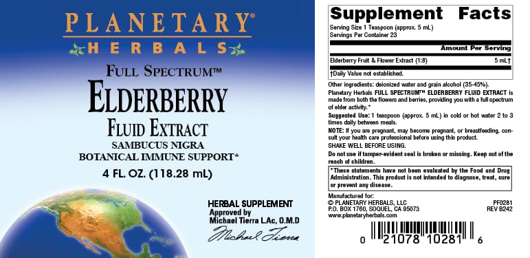 Berry concentrates used in Planetary Herbals Elderberry Fluid Extract
