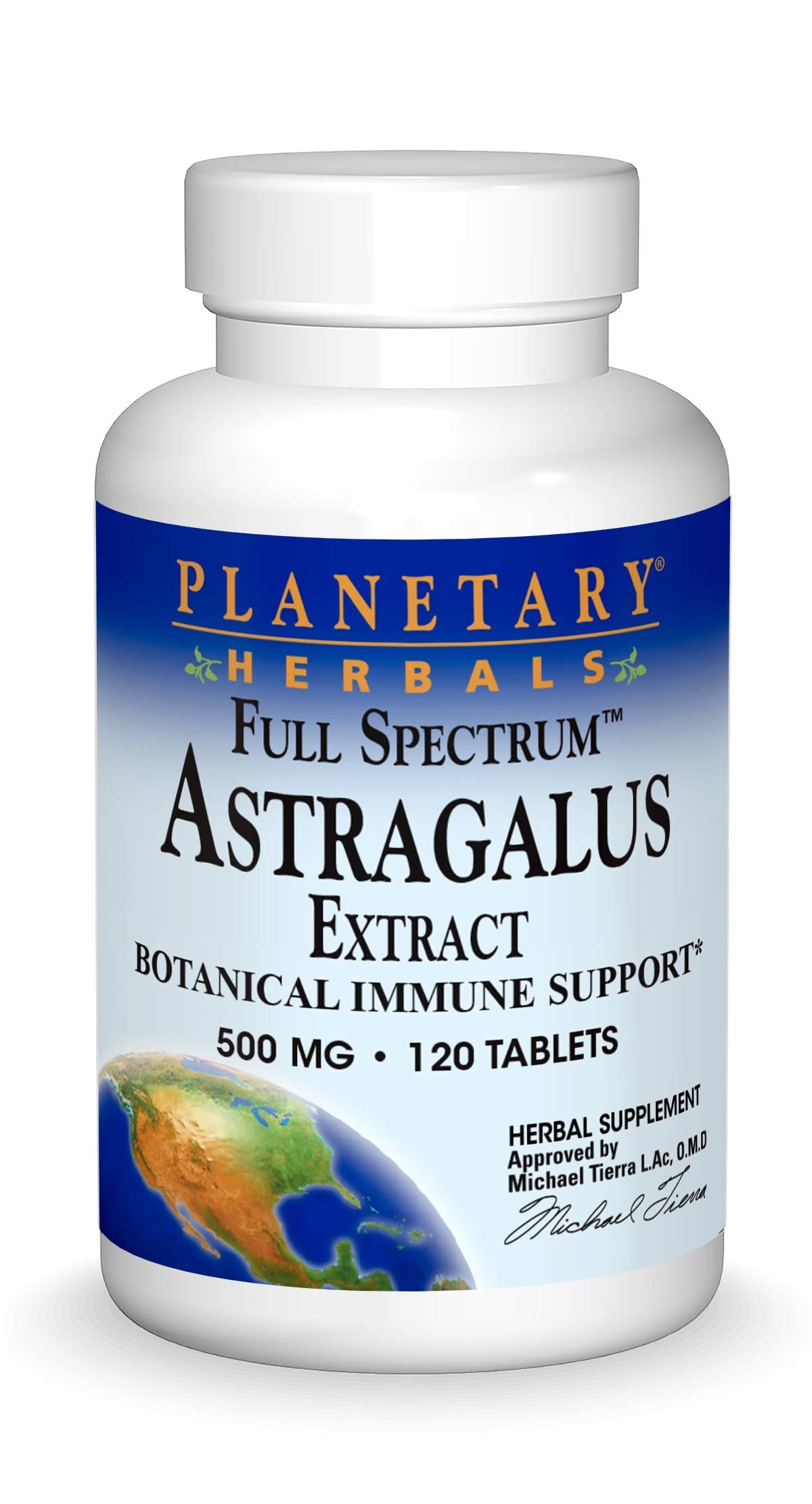 Bottle of Planetary Herbals Full Spectrum Astragalus Extract 500 mg