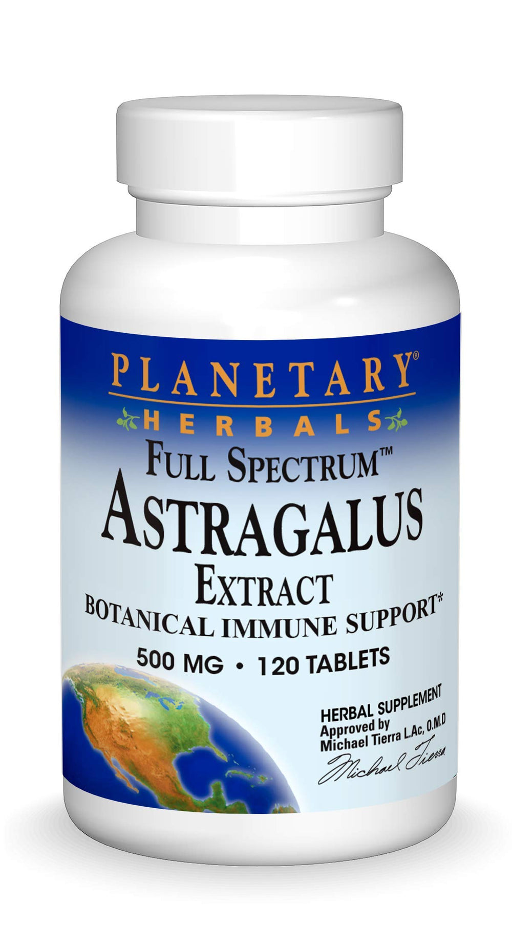 Bottle of Planetary Herbals Full Spectrum Astragalus Extract 500 mg