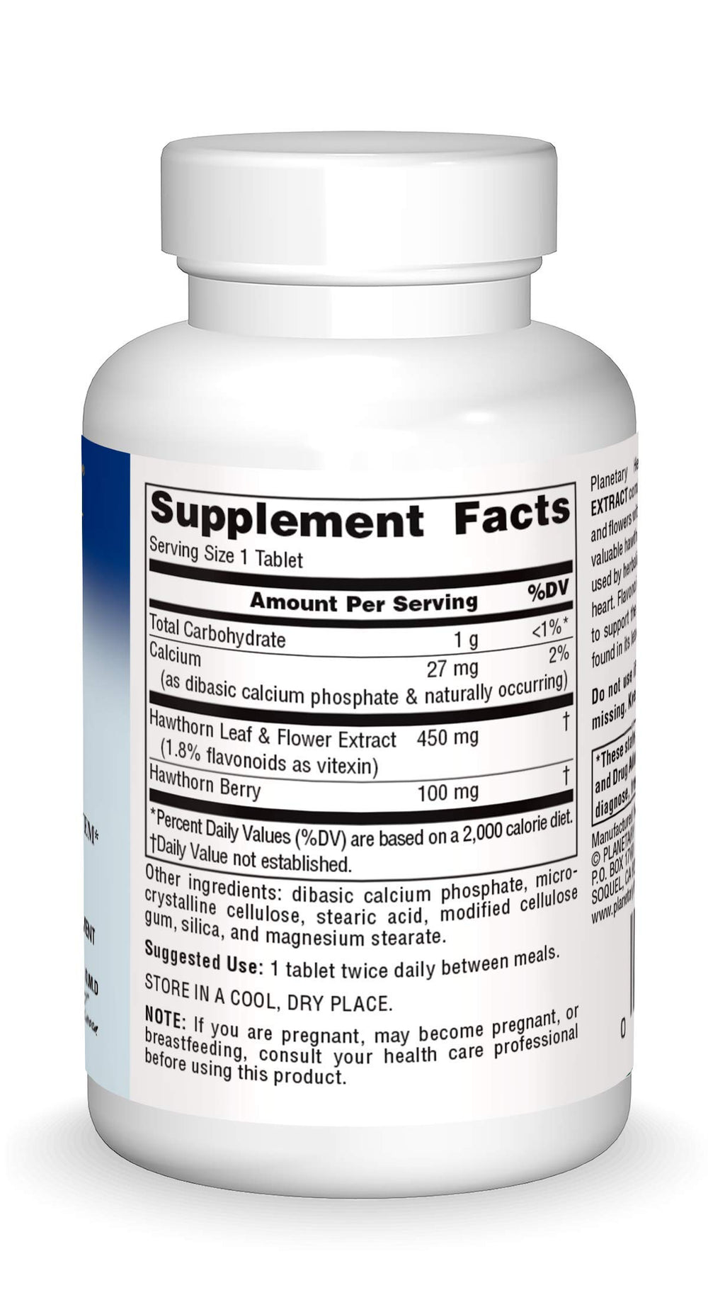 Hawthorn extract tablets with product label