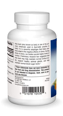 Holy Basil capsules packaging and bottle on white background