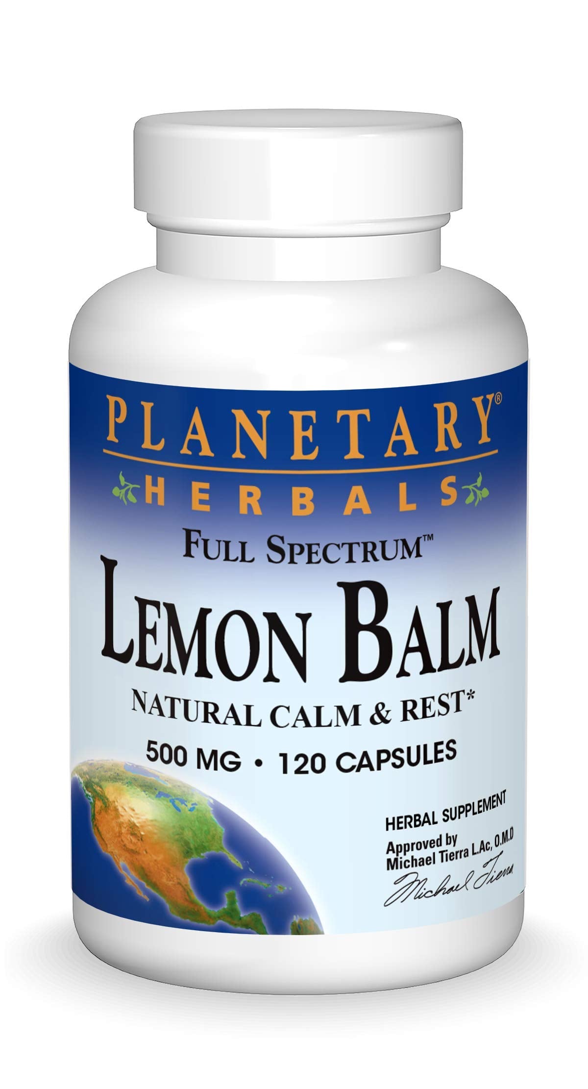 Planetary Herbals Lemon Balm Full Spectrum 500mg bottle – 120 capsules