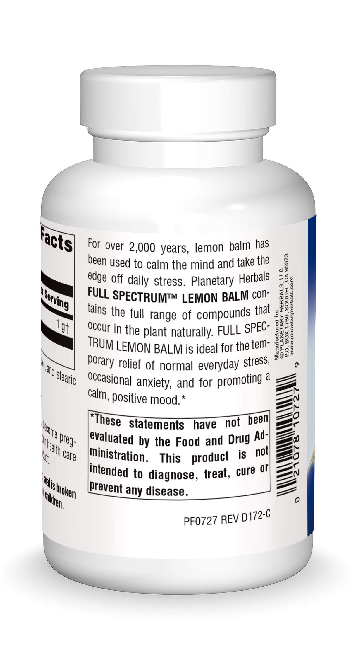 Lemon balm Full Spectrum 500mg capsules from Planetary Herbals