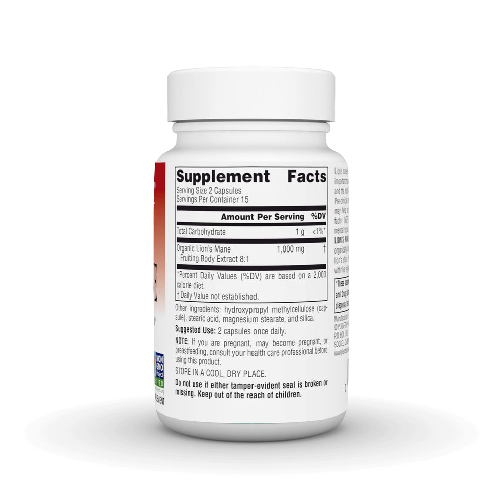 Back view showing supplement facts