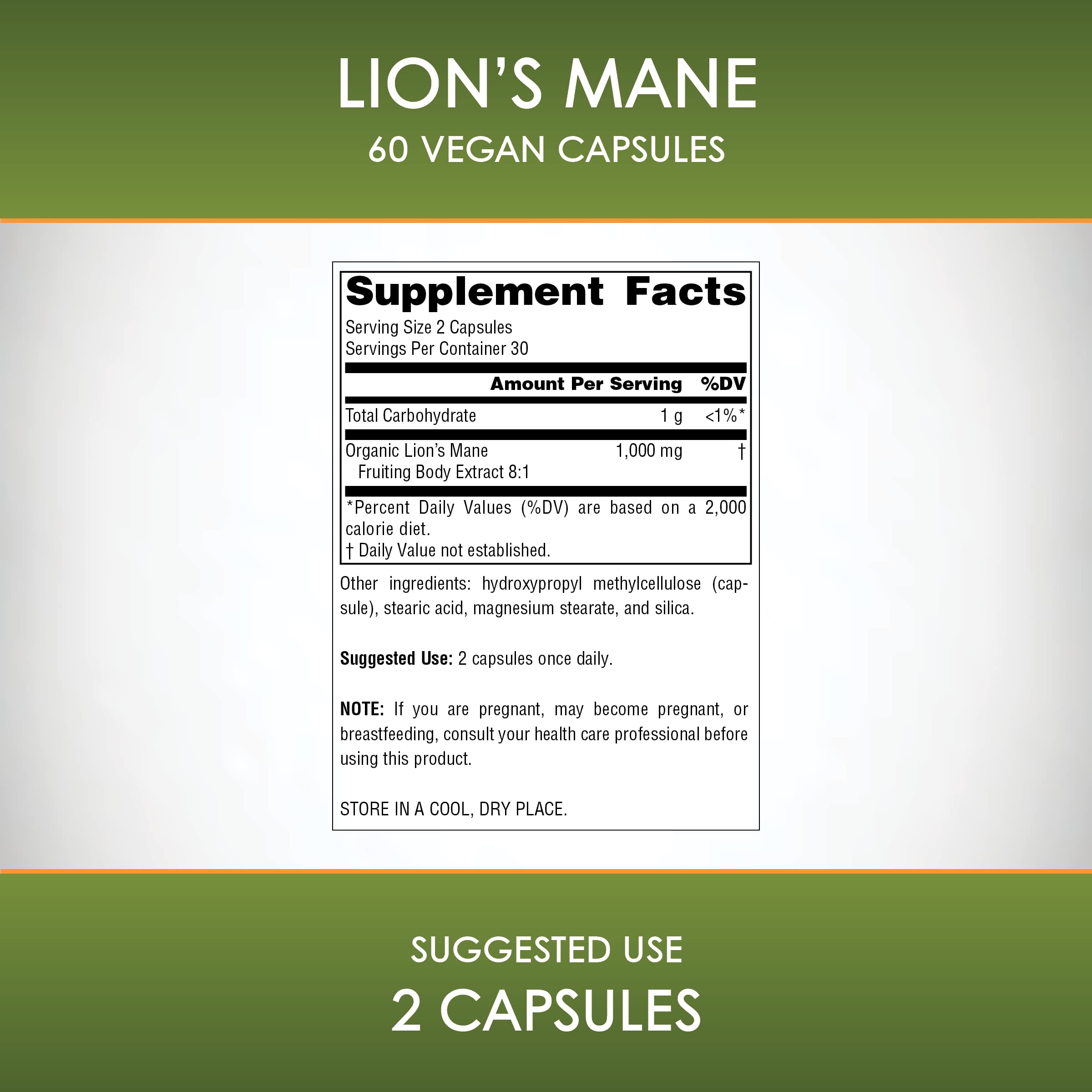 Front and back Lion's Mane packaging