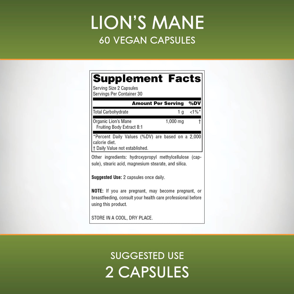 Front and back Lion's Mane packaging