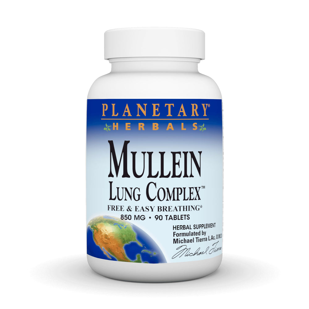 Planetary Herbals Mullein Lung Complex 90 Tablets bottle label
