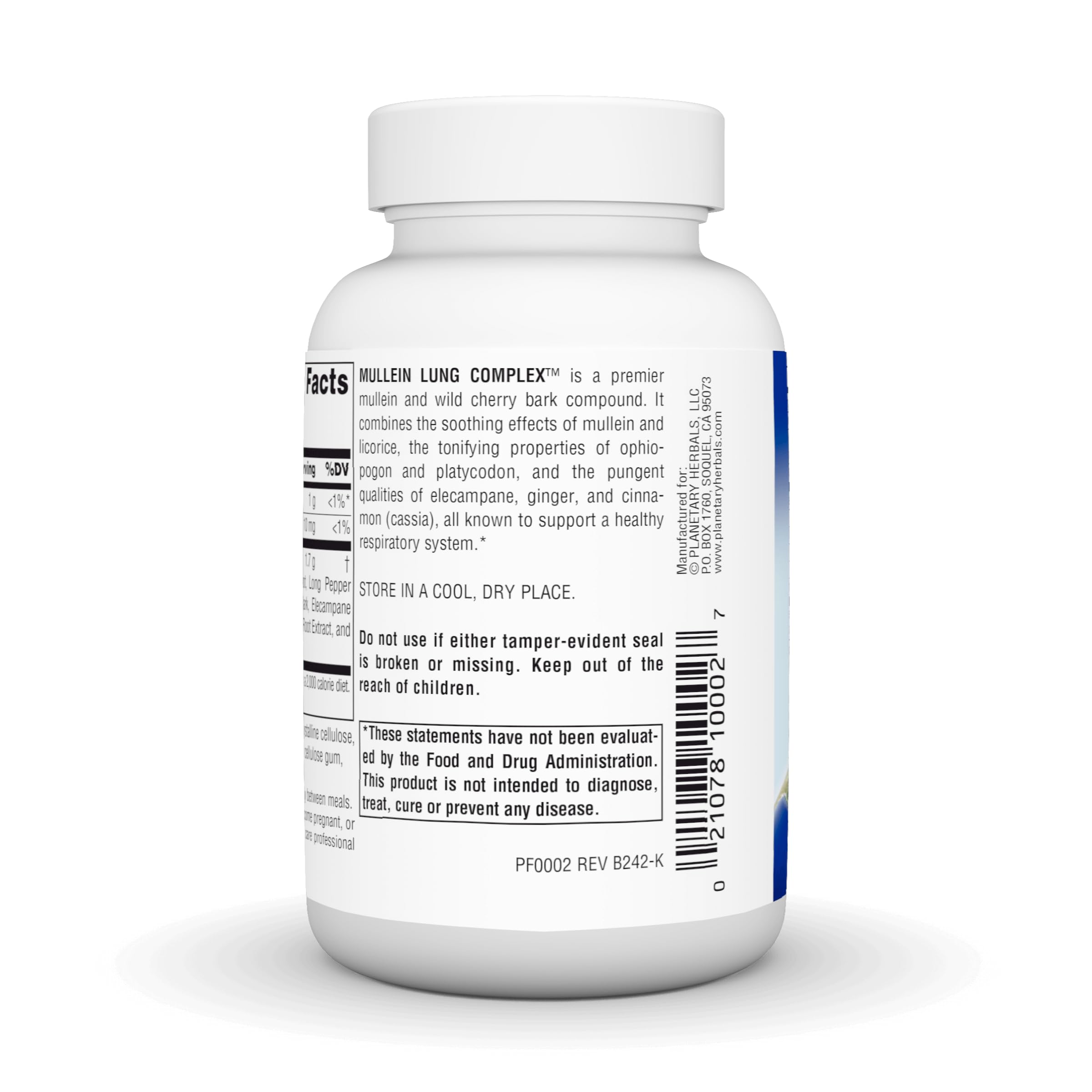 Mullein Lung Complex tablets next to bottle