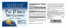 Bottle with capsules and label of Planetary Herbals Pau D'Arco Deep Cleansing