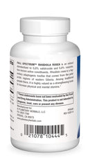 Bottle of Planetary Herbals Rhodiola Full Spectrum tablets – back view with label