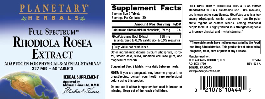 Close-up of Rhodiola Rosea standardized extract and ingredients