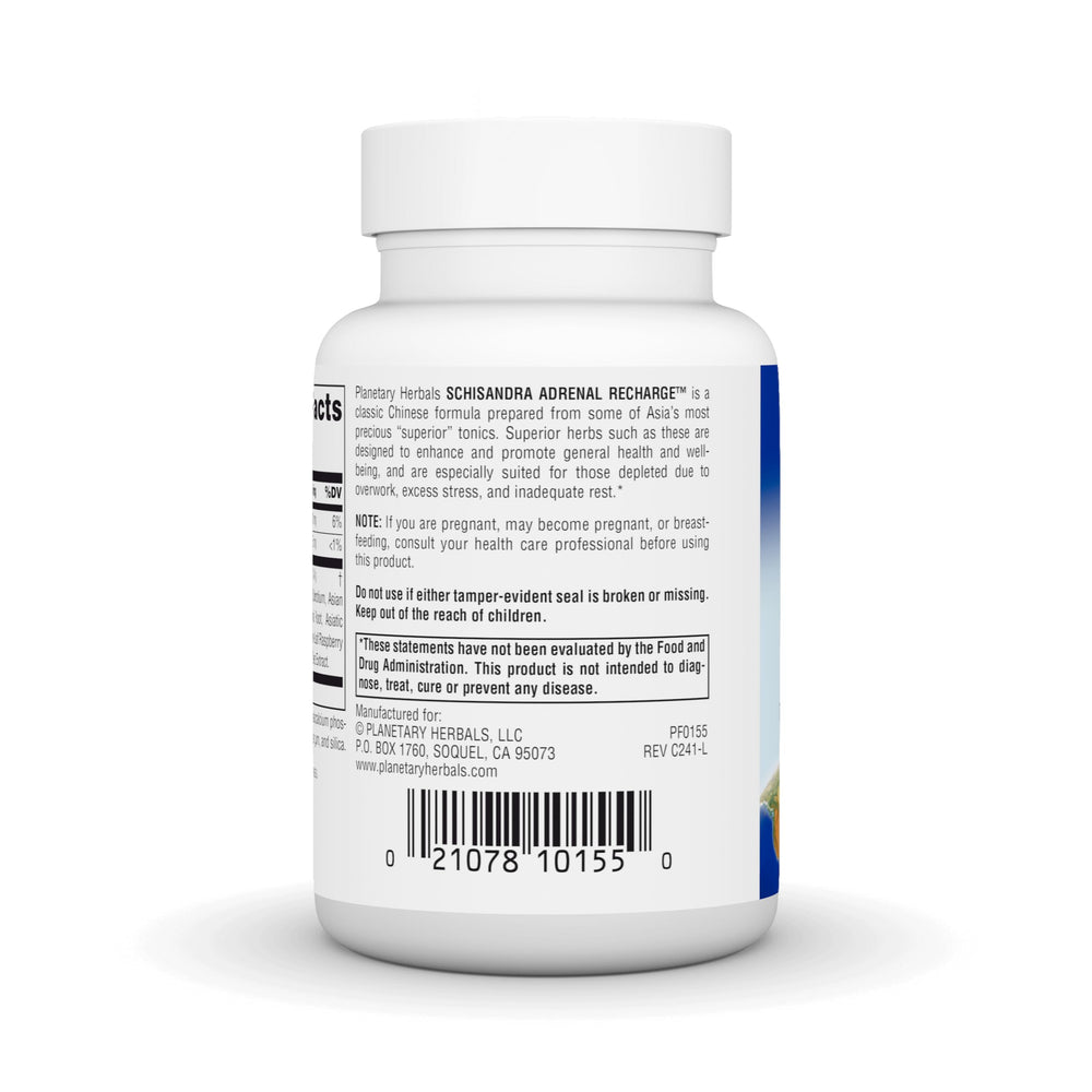 Planetary Herbals Schisandra Adrenal Complex ingredients chart – botanical blend