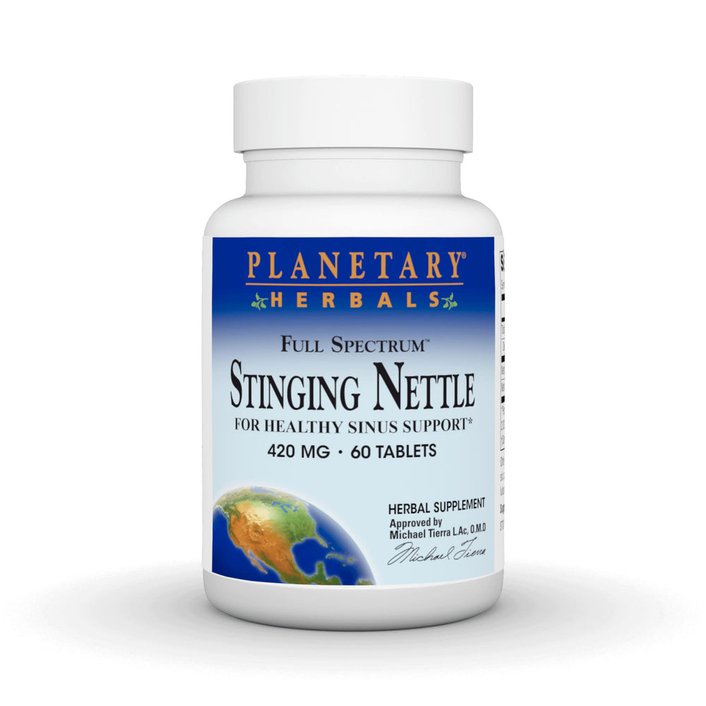 Planetary Herbals Full Spectrum Stinging Nettles bottle and tablets