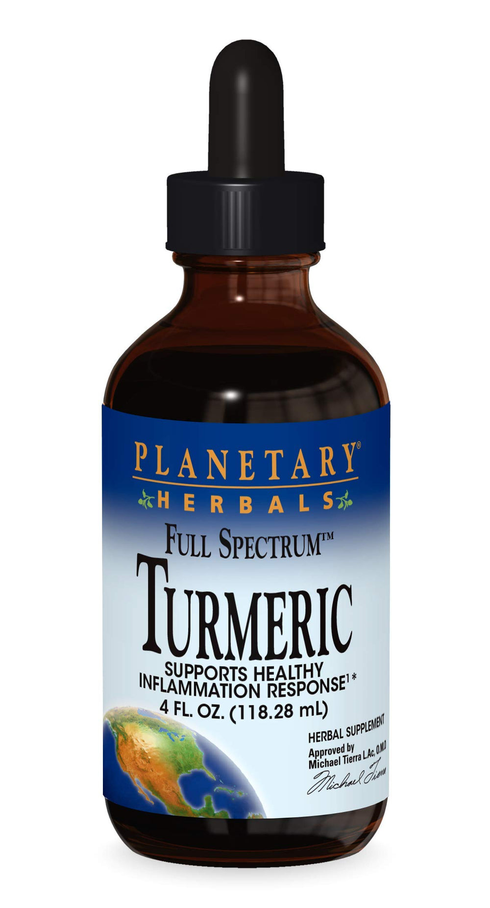 Planetary Herbals Turmeric Extract Full Spectrum Liquid bottle front view 4 oz