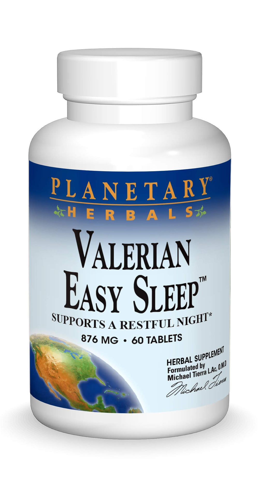 Planetary Herbals Valerian Easy Sleep tablets bottle close-up