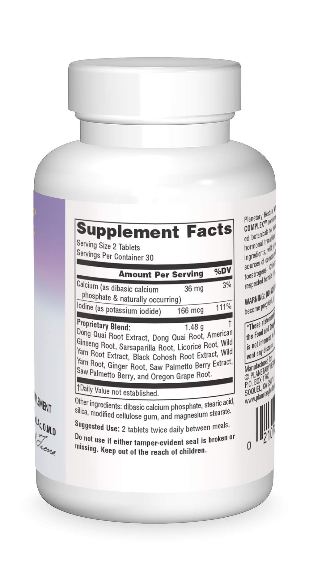 Herbal supplement capsules representing wild yam and black cohosh ingredients