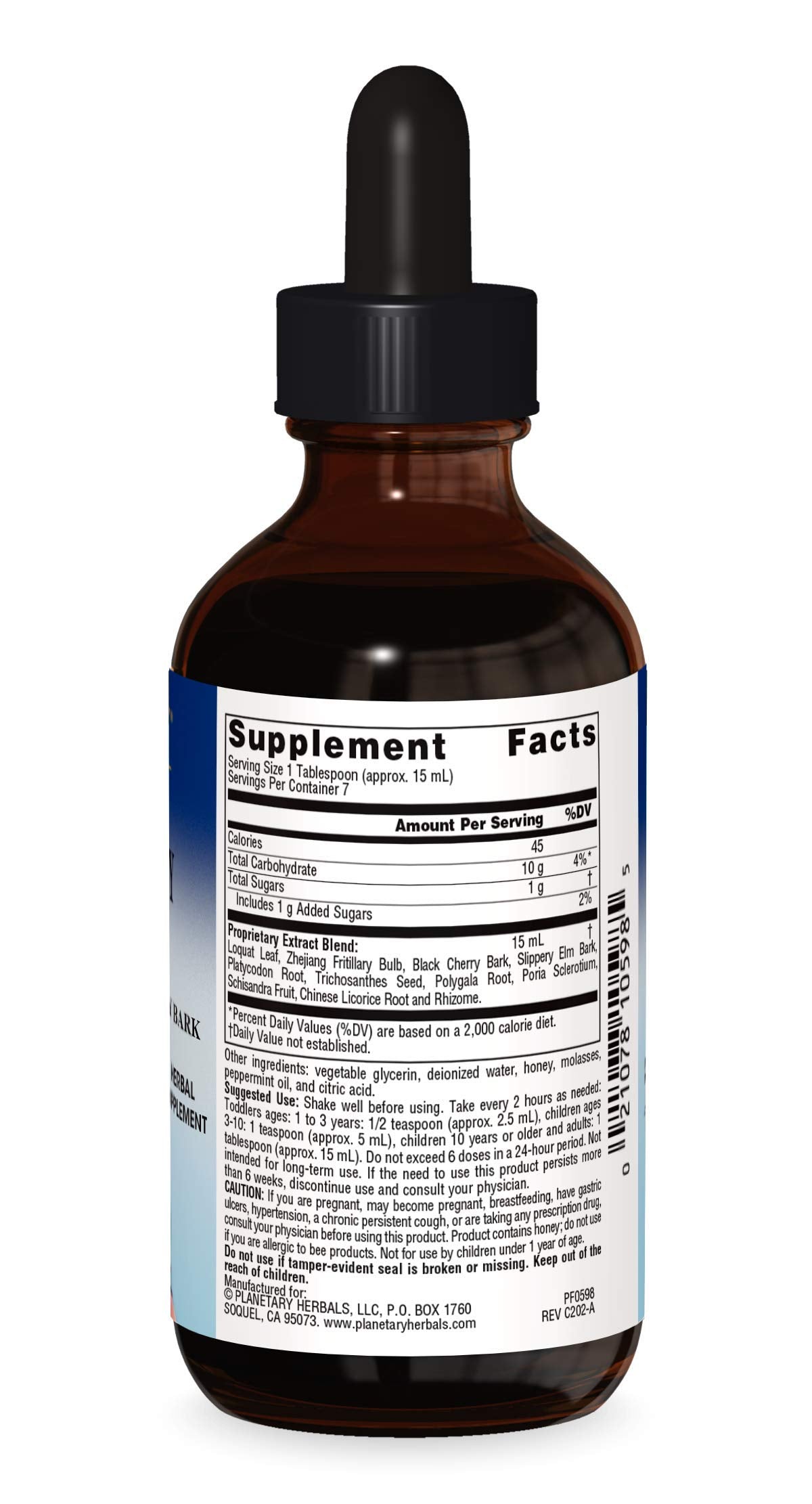 Planetary Loquat Respiratory Syrup for Kids bottle - label close-up