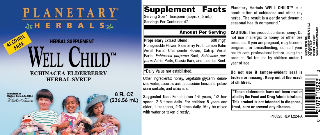 Planetary Formulas Well Child syrup packaging