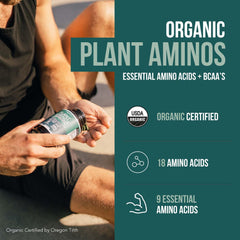 Plant Aminos product label with ingredients and certifications