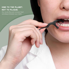 300-count plant-based dental floss picks inside EcoPouch