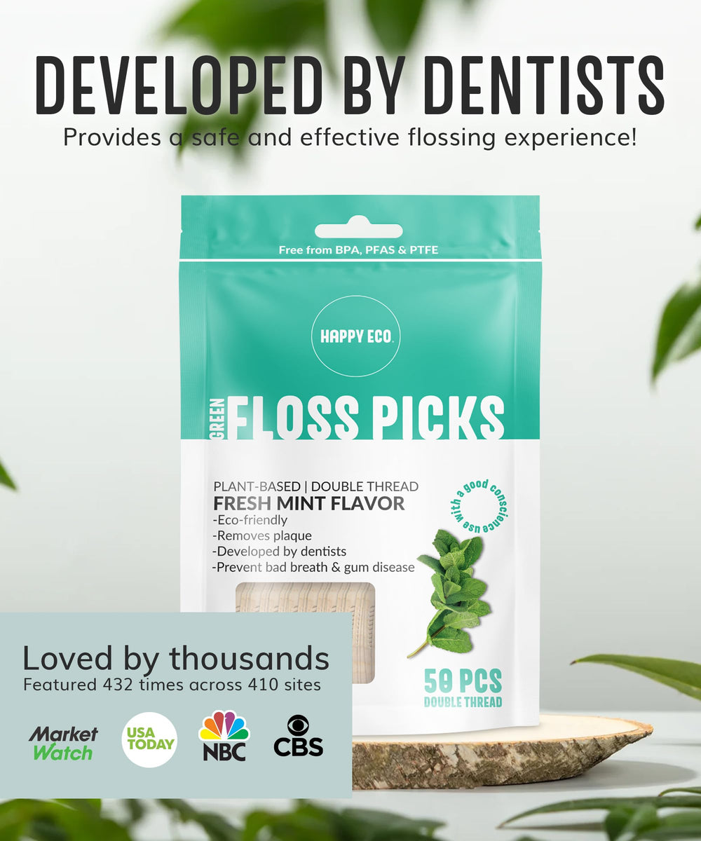 Plant-based material dental floss picks