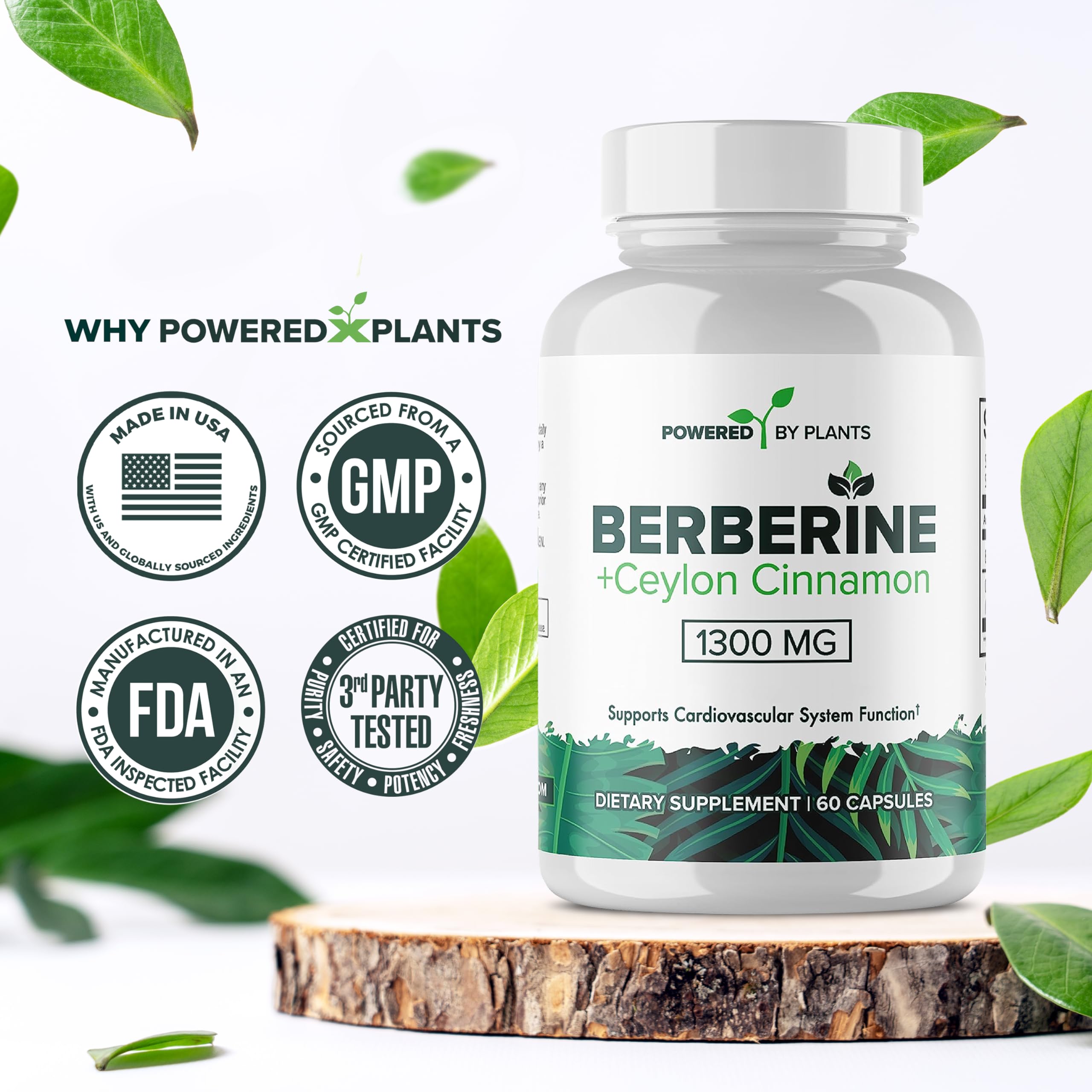 Plant-based supplement label close-up