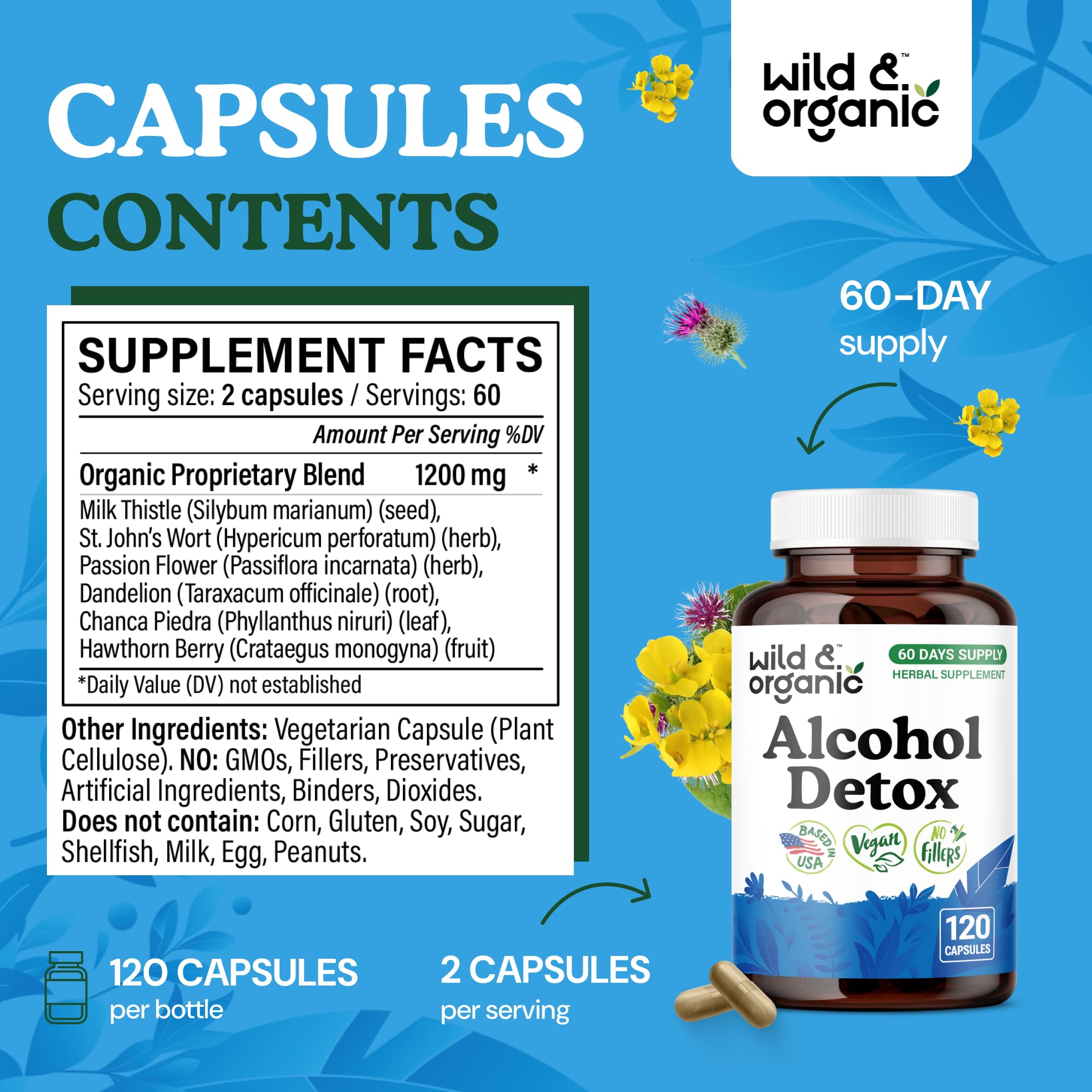 Plant-based vegan formula label - non-GMO, no fillers