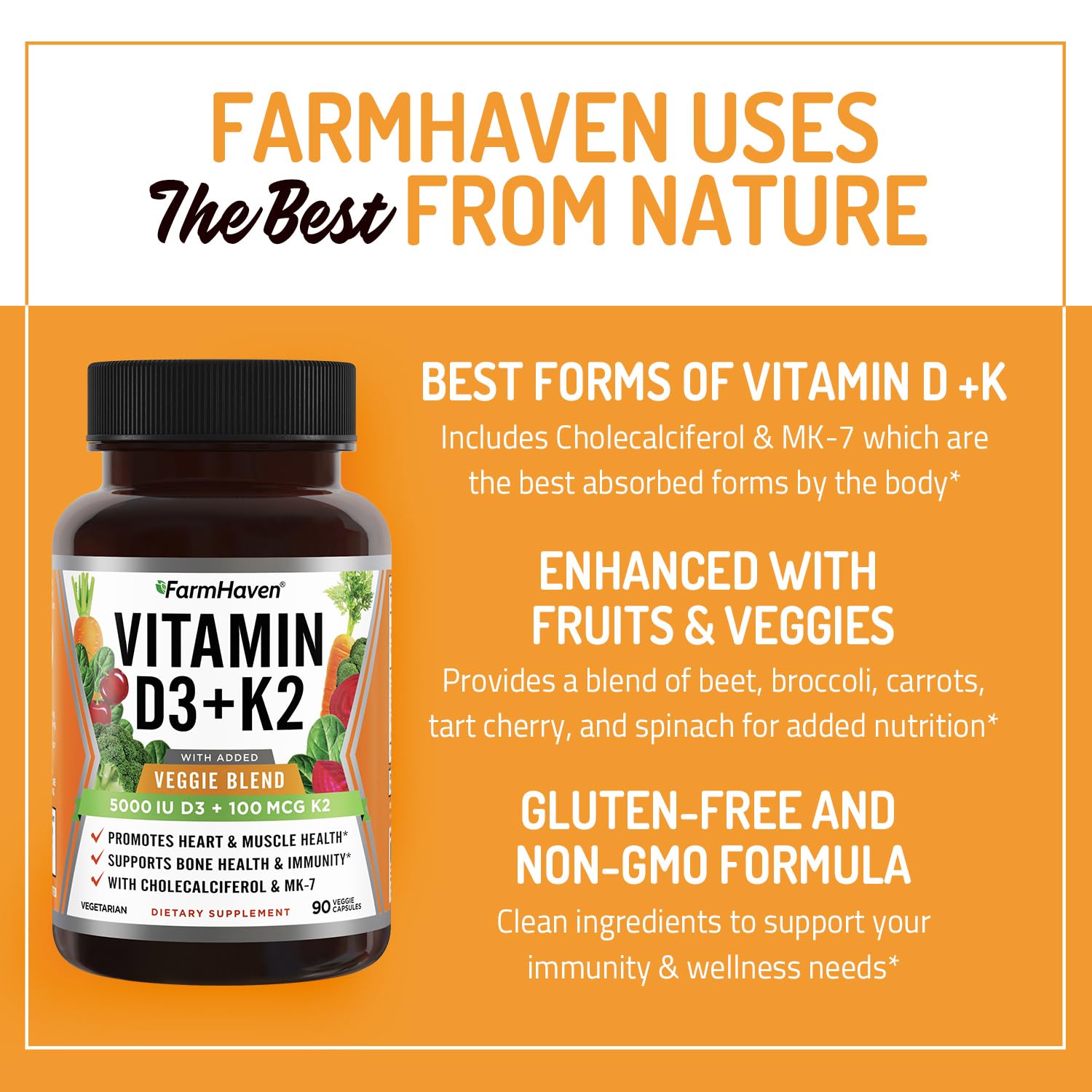 Plant-based veggie capsules containing D3 and K2