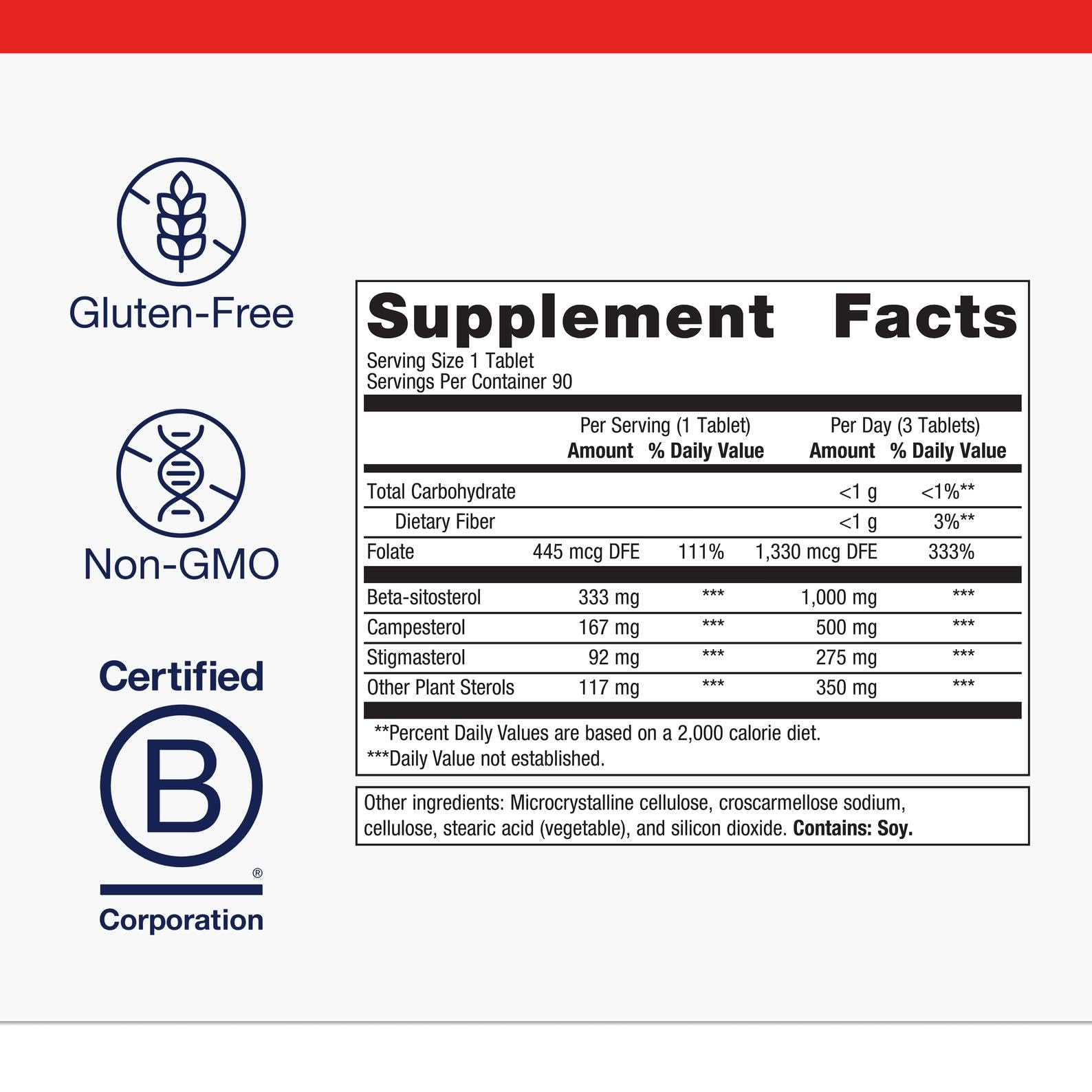 Plant Sterol Complex ingredients beta-sitosterol, campesterol, stigmasterol