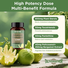 Label showing Plant Sterols 800 mg per serving