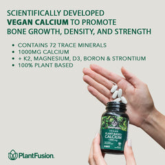 Calcium, magnesium, D3, K2, boron and strontium in a plant-based formula