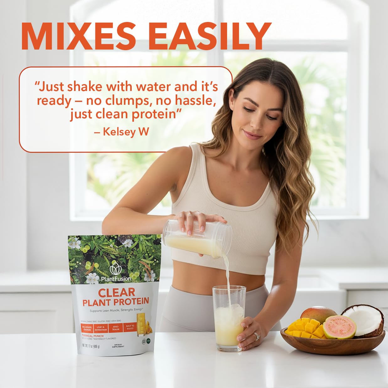 PlantFusion Clear Protein 16oz bottle ready for post-workout refreshment.