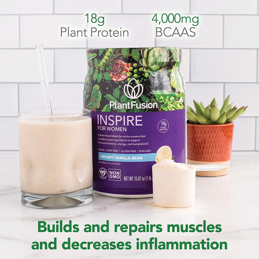 PlantFusion Inspire label shows ingredients for gluten-free and dairy-free formula