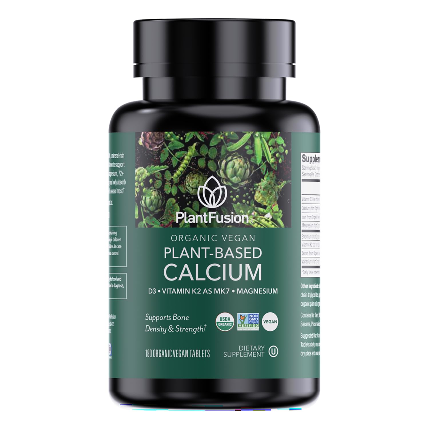 Front view of PlantFusion Organic Vegan Calcium bottle