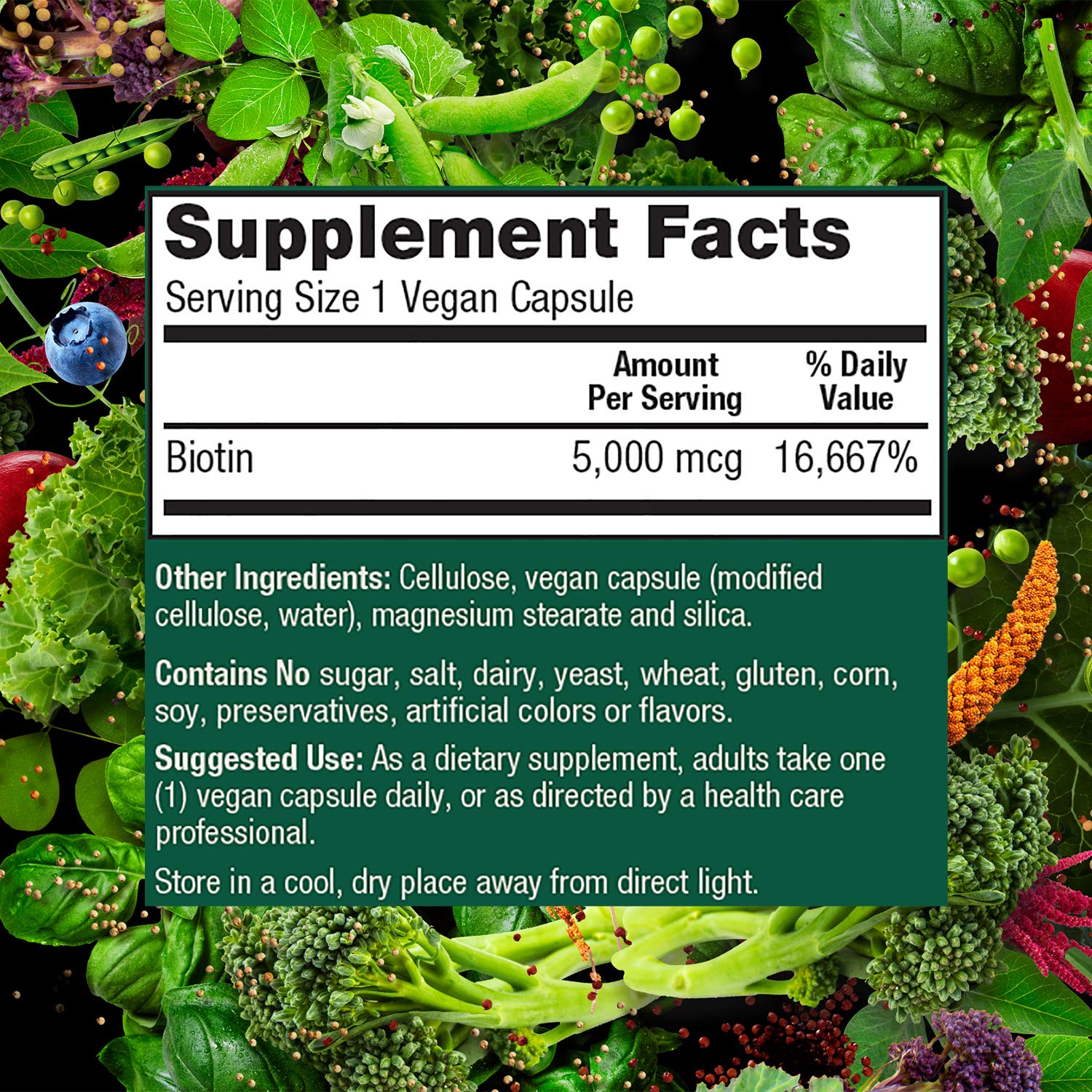 Graphic showing hair, skin, and nails benefits with biotin