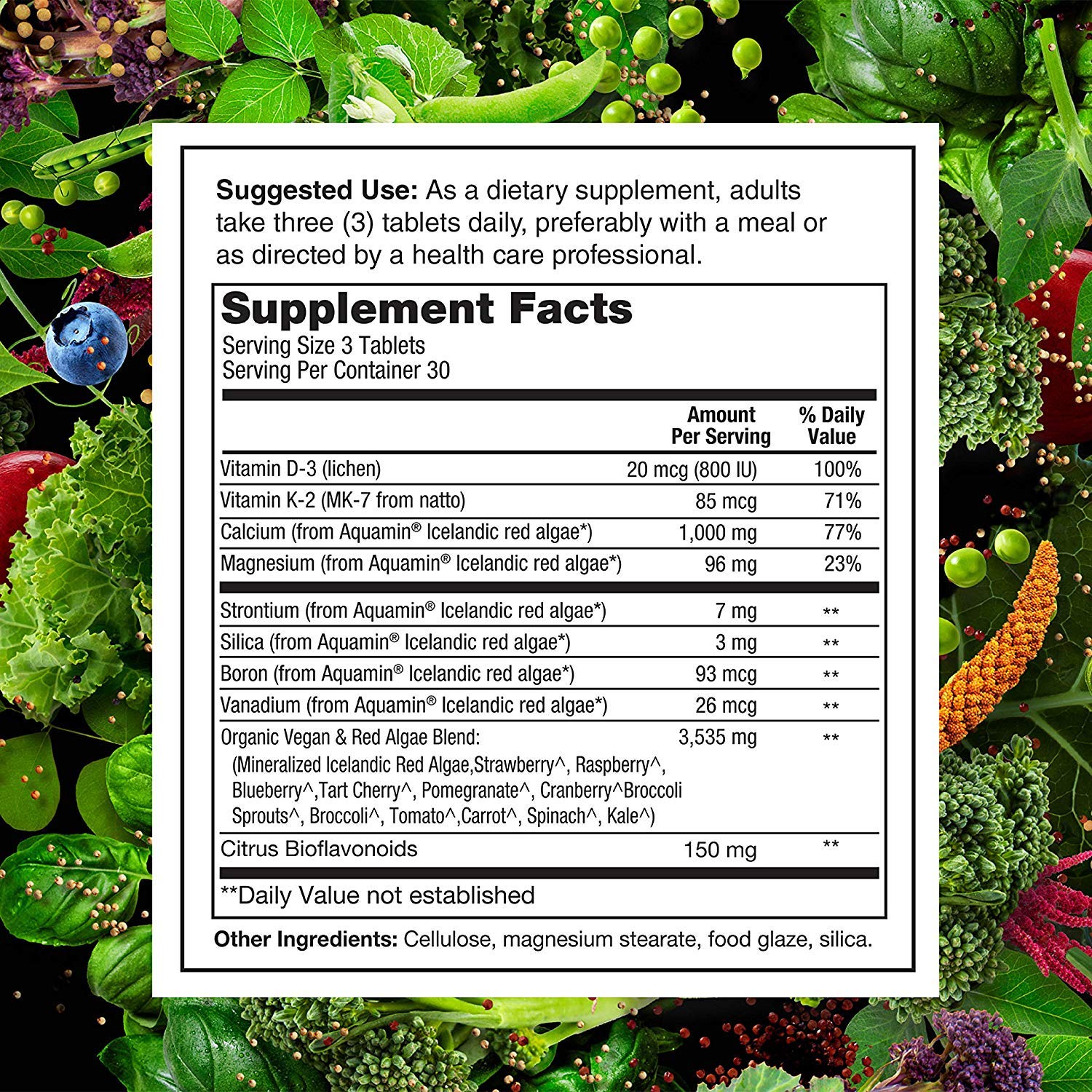 Vegan, non-GMO, dairy-free, gluten-free label